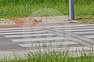 Marking on the road - crossing for pedestrians