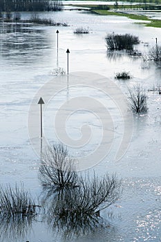 Marking the waterway during flood