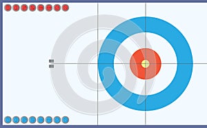 Markup Curling Sheet and Set of Curling Stones in real scale.