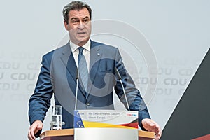 Markus SÃÂ¶der speaking in Berlin on 26th May 2019 during an election event.