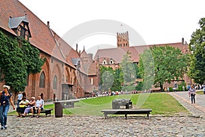 MARLBORK, POLAND. Large courtyard of the Middle Knight`s Castle of the Teutonic Order