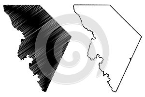 Marlboro County, State of South Carolina U.S. county, United States of America, USA, U.S., US map vector illustration, scribble