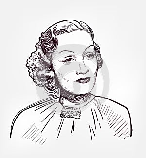Marlene dietrich vector sketch illustration isolated