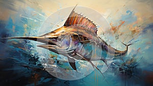 Marlin Art: Speedpainting In Light Amber And Blue By Jared Van Emmelen