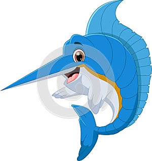 Marlin fish cartoon on white background