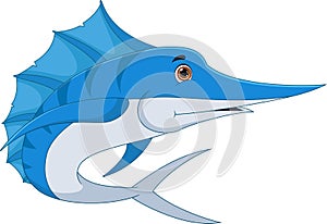 Marlin fish cartoon on white background