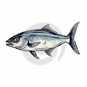 Marlin Fish Illustration In Crosshatched Vector Style