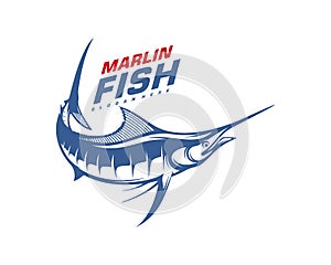 Marlin Fish logo design vector. Fishing logo design template illustration . Sport fishing Logo