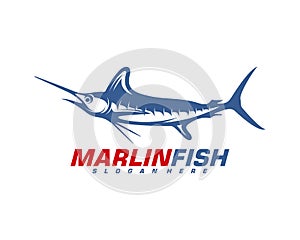 Marlin Fish logo design vector. Fishing logo design template illustration . Sport fishing Logo