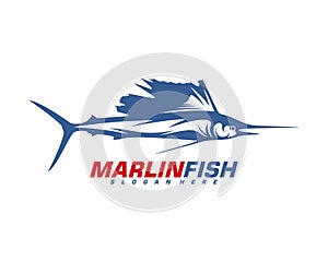 Marlin Fish logo design vector. Fishing logo design template illustration . Sport fishing Logo