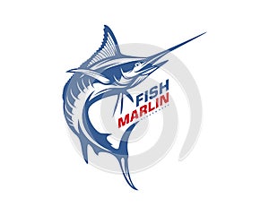 Marlin Fish logo design vector. Fishing logo design template illustration . Sport fishing Logo