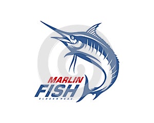 Marlin Fish logo design vector. Fishing logo design template illustration . Sport fishing Logo