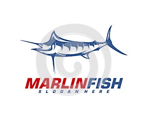 Marlin Fish logo design vector. Fishing logo design template illustration . Sport fishing Logo