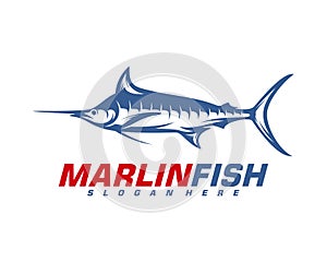 Marlin Fish logo design vector. Fishing logo design template illustration . Sport fishing Logo