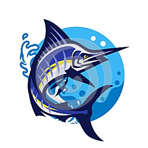 Marlin Fish Logo Mascot Design