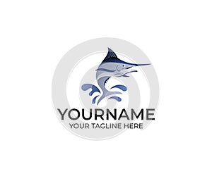 Marlin Fish Logo Template. Billfish Vector Design