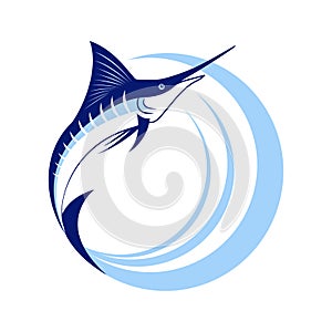Marlin Fish with Sea Waves
