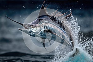 marlin leaping out of the water to catch its prey