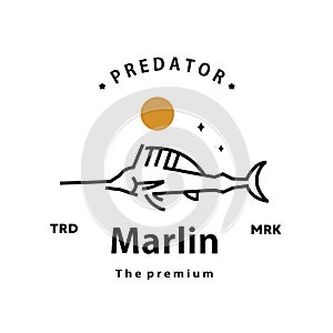 marlin logo vector outline monoline art icon