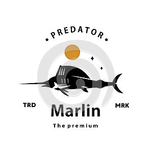 marlin logo vector outline silhouette art icon