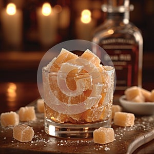 marmalade cubes in a glass