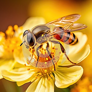 Marmalade hoverfly  Made With Generative AI illustration