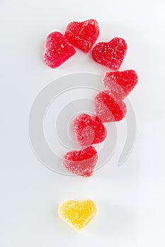 Marmalade in the shape of a question for Valentine`s Day