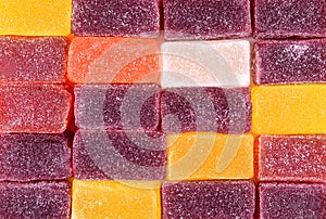 Marmalade sweets background. Gelly candies close up
