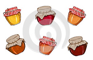 Marmalades Jars on white background