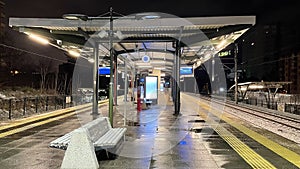 Marmaray is the most important transportation system in Istanbul. Atakoy station on a snowy day.