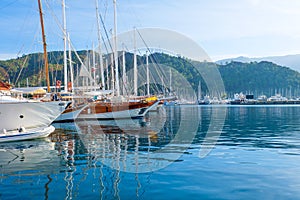 Marmaris marina port with yatchs