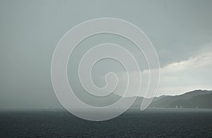 Marmaris in a rainy day with yachts