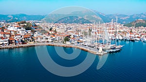 Marmaris stone castle and port Mediterranean sea Turkey.JPG