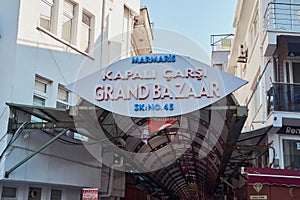 Marmaris, Turkey - 29 June, 2020 Grand Bazaar sigh in Marmaris. Shopping during travel to Turkey