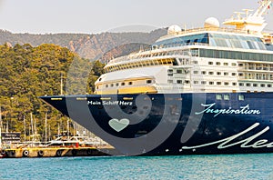 The cruise ship `Mein Schiff Herz` in the Turkish port of Marmaris