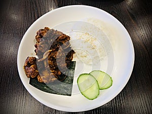 Marmite chicken on rice, Malaysian style. photo