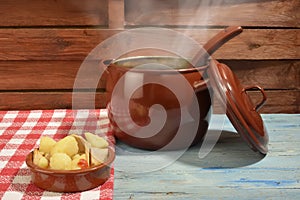 Marmite or marmitako traditional Spanish stew photo