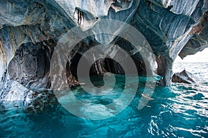 Marmol Cathedral rock formation, Carretera Austral, HIghway 7, C