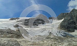 Marmolada glacier in summer time, Trentino-Alto Adige, Italy