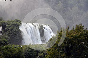 Marmore's waterfalls (Terni Italy) Velino river at first jump of three photo