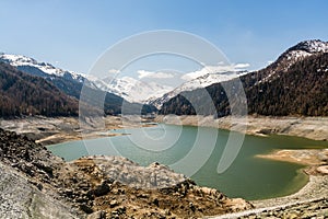 Marmorera lake near Julier mountain pass photo