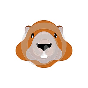 Marmot portrait isolated. Wild Rodent head. Illustration for Groundhog Day holiday