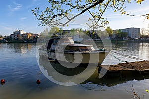 Marne river bank in the old Creteil city