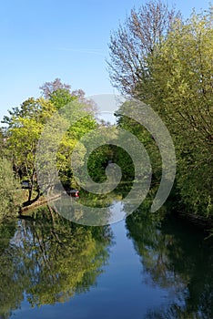 Marne river bank in the old Creteil city