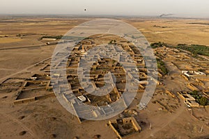 Maroc settlement in the desert near Marrakech aerial view