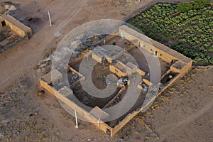 Maroc settlement in the desert near Marrakech aerial view