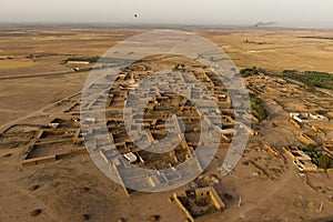 Maroc settlement in the desert near Marrakech aerial view photo