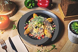 Maroccan couscous and falafel dish