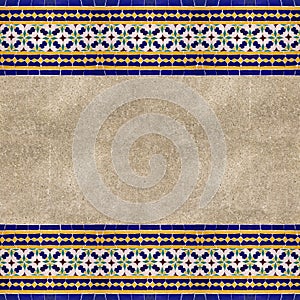 Maroccan wall decorations with colored ceramic tiles called azulejos