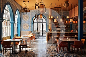 Marocco Cafe Design, Bohem Cool Restaurant in African Style, Maroccan Cafe Interior